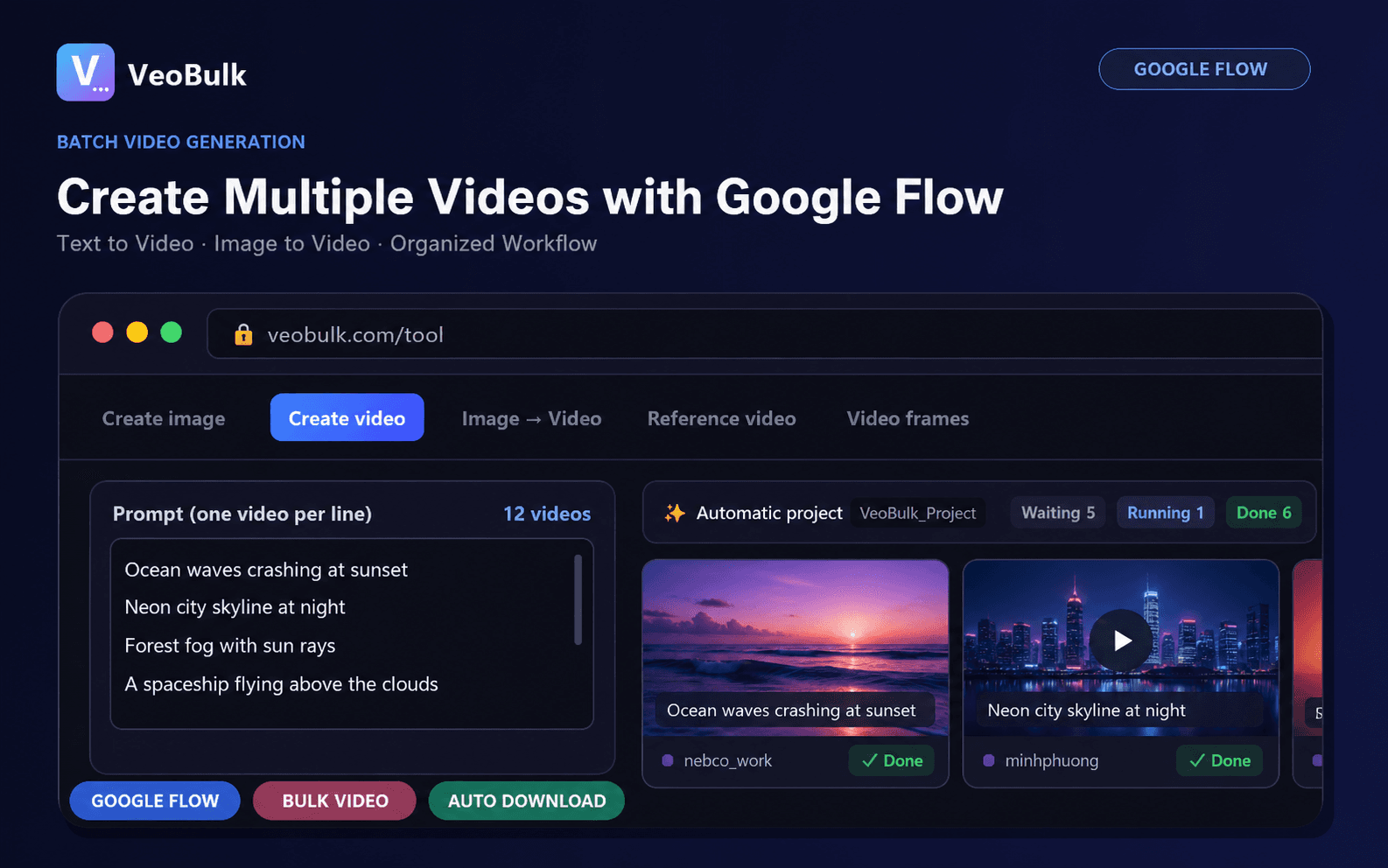 Generate videos in bulk on Google Flow with VeoBulk