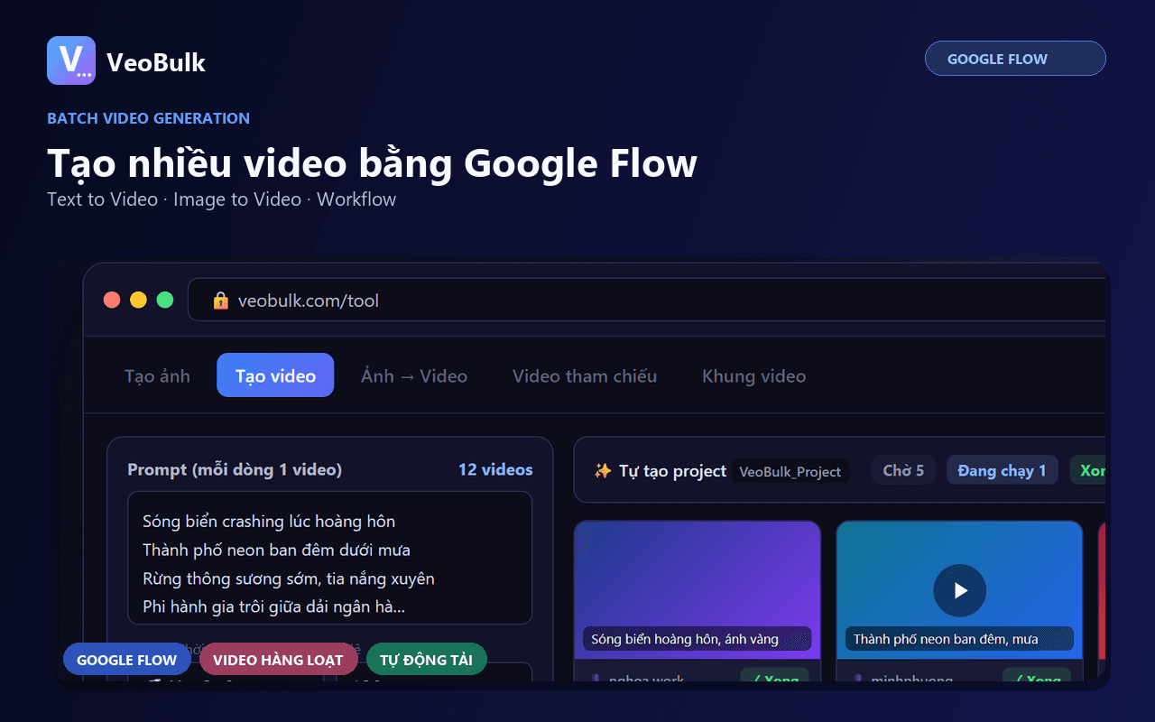 Google Flow Batch Video Generator with VeoBulk in VeoBulk